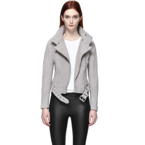 Mackage, Hania-Su Suede Moto Jacket, Gray, Small - Picture 1 of 8